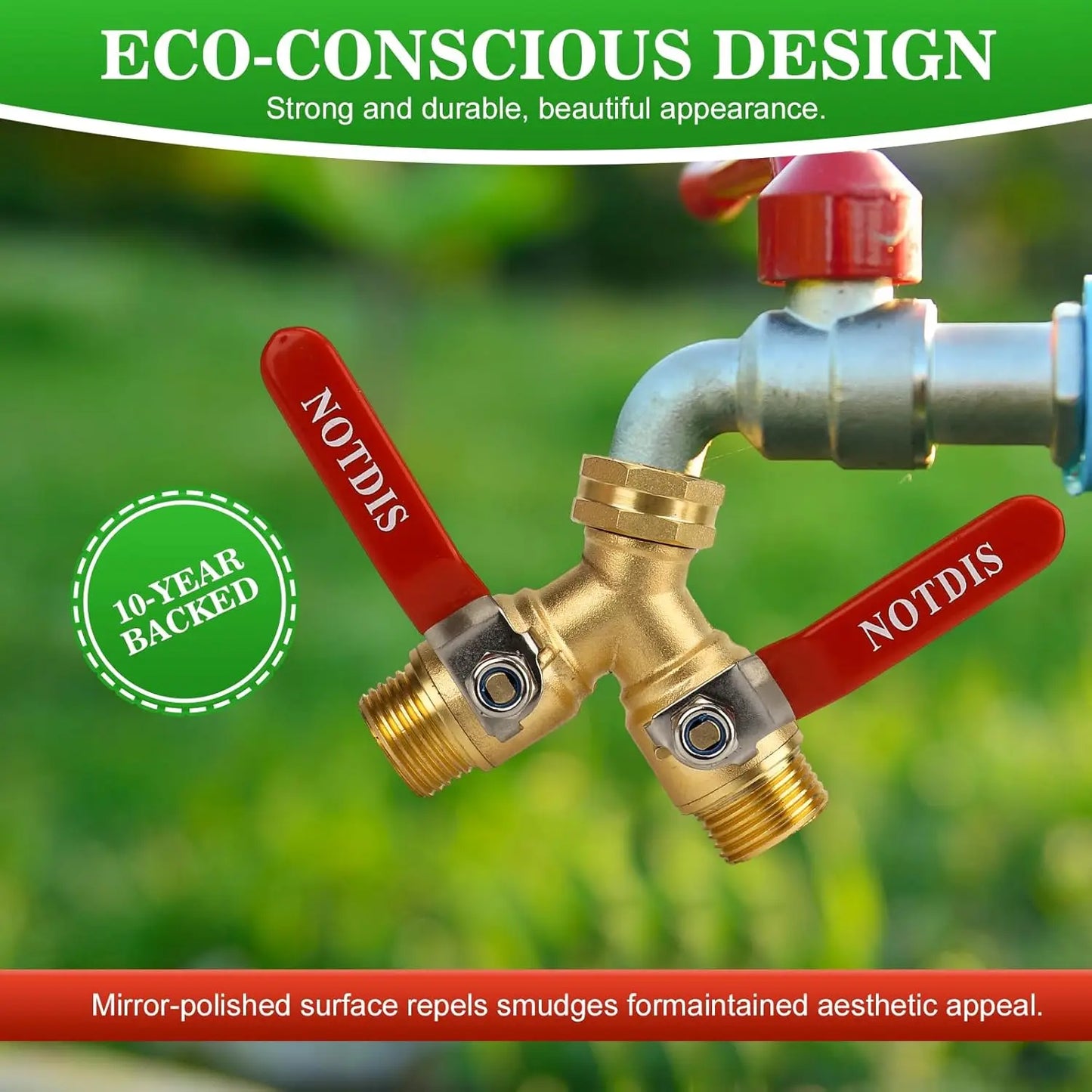 2025 New Brass 3/4" Garden Hose Splitter 2-way Tap Y-Type Watering Connector Garden Tap Outdoor Faucet Full Flow Hose  Splitter