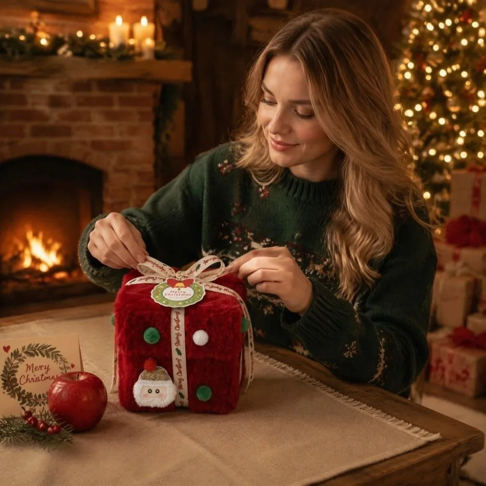 Velvet Christmas Packaging Box Thick Velvet Fabric High-End Candy Box Christmas Eve Xmas Christmas Eve Gift Box Christmas