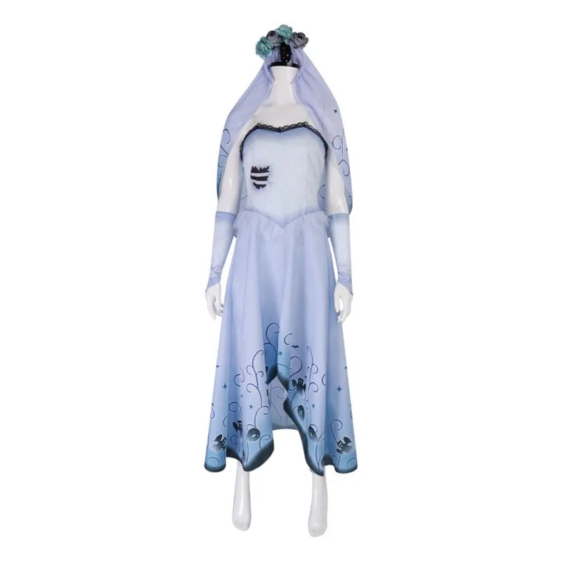Halloween Costumes Corpse Emily Cosplay Dresses Ghost Bride Emily's Wedding Dress Horror Movie Party Women's Dressing Up