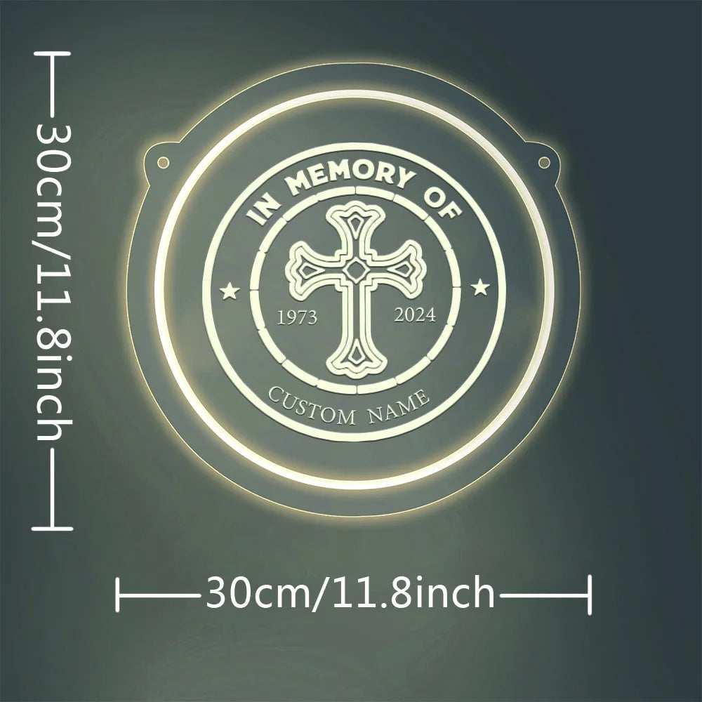 1PC Round Shape Crucifix Personalized Text USB Power Neon Led Sign Acrylic Lamp for Home Decoration Cool Gifts for Wall Hanging