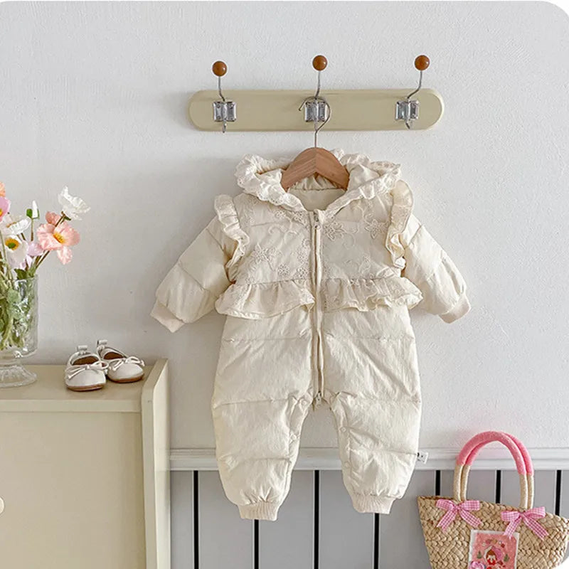 Cekcya Twins Clothes Baby Winter Newborn Jumpsuit Toddler Girls One Piece Lovely Rompers 100 Days Plus Velvet Clothing