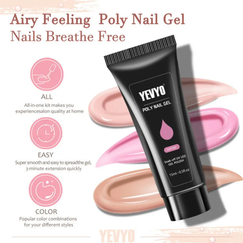 Acrylic Quick Building Nail Gel Polish Set with 6 W UV Lamp Base Top Coat Slip Solution Nail Tools  Nails Extension easy-to-use