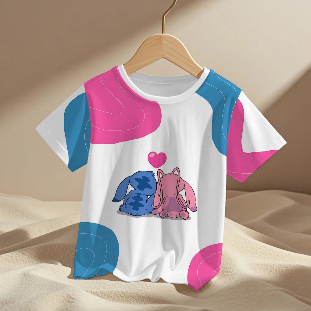 Lilo Stitch Trucksuit Kids T-Shirt Kawaii T Shirt Anime Cartoons Children Casual Clothes Tee Shirt Baby Girl Boy Fashion Y2K Top