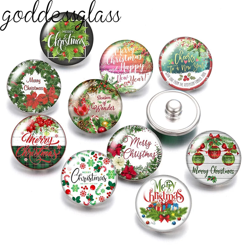 Christmas Elk Trees Birds Car Patterns Words Photo 10pcs 12mm/18mm snap buttons for 12mm/18mm snap bracelets DIY jewelry