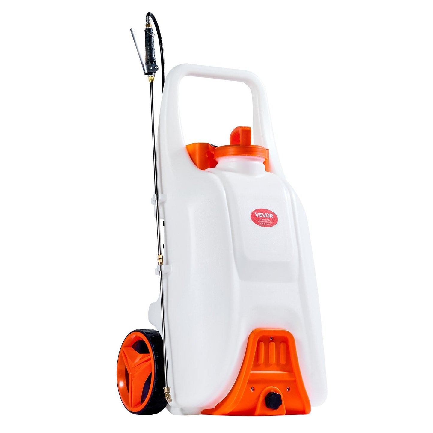 13.1Gal Battery Powered Sprayer With Cart Wheeled 0-80 PSI Electric