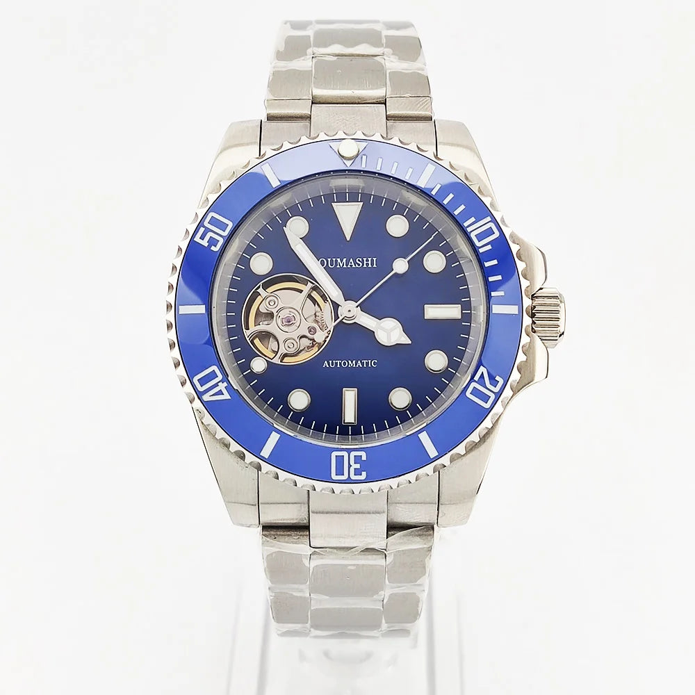 Men's Automatic Mechanical watch NH38 movement Hollow dial 316L stainless steel sapphire glass Diameter 39.5mm NH38 Diving watch