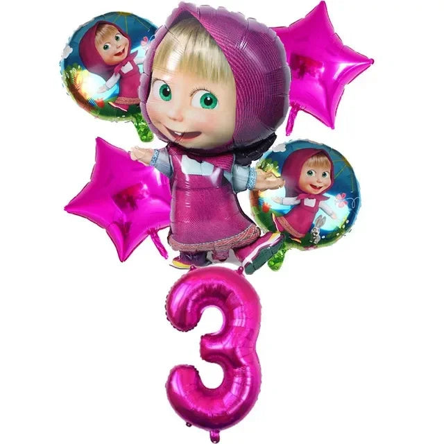 Cute Mashas and the Bear Party Balloons Party Decorations Cartoon Bear Party Favors Baby Shower Gifts For Kids Birthday Party