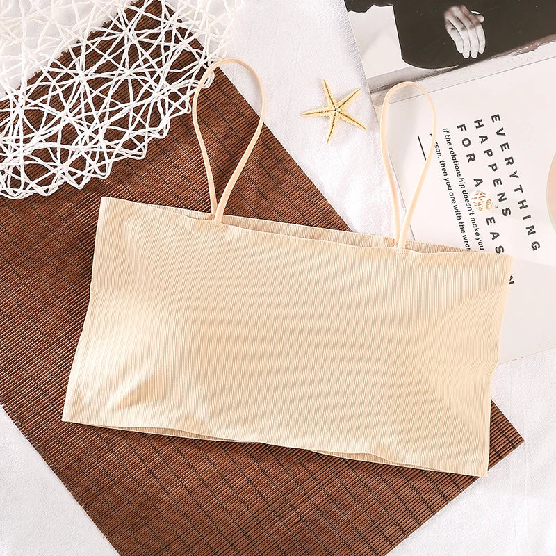 Tube Top Bras For Women Strapless Sexy Seamless Underwear Summer Crop Tops Sexy Lingerie Ice Silk Bandeau Bra Removable Pads