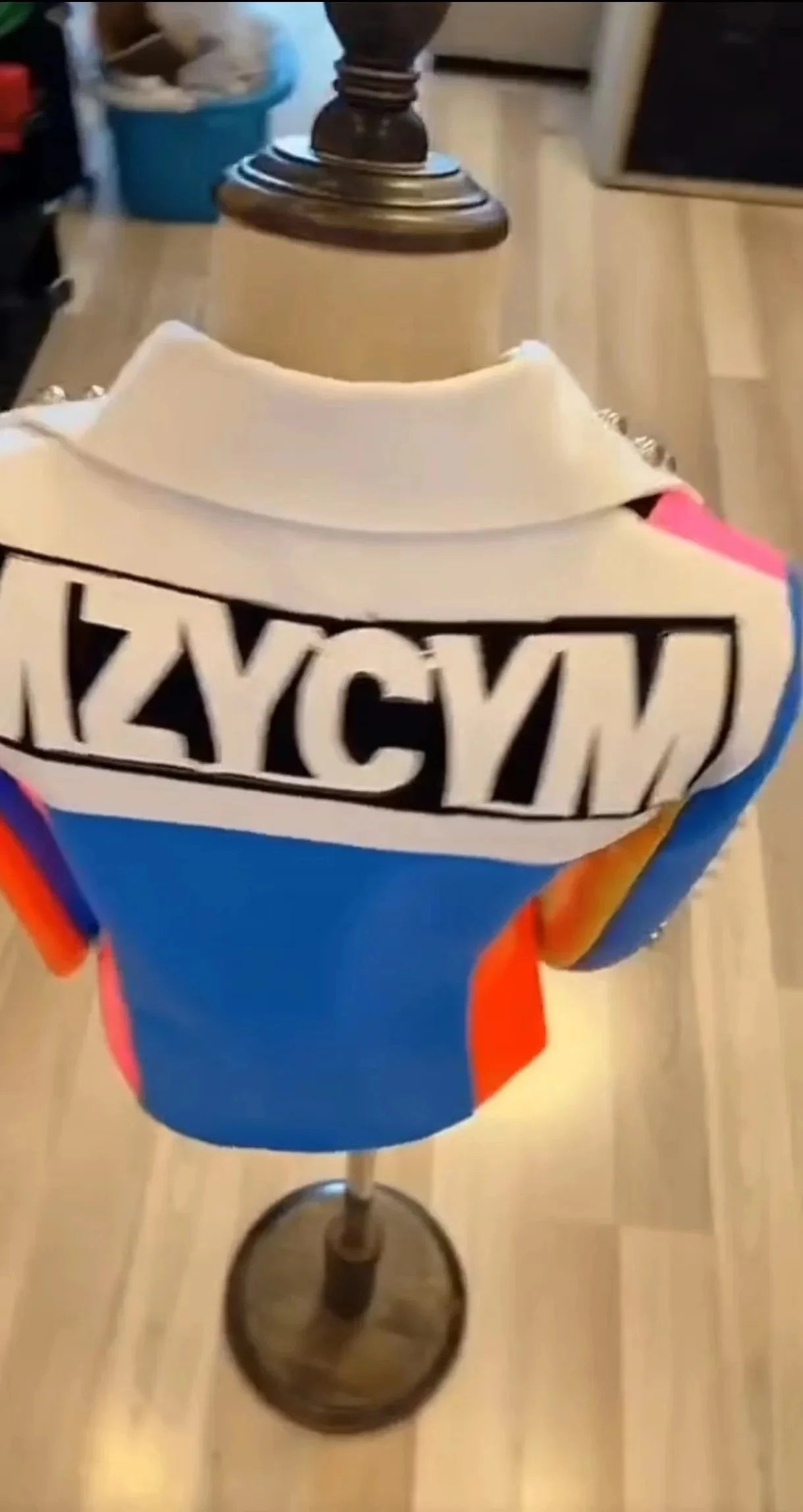 Hiphop Jazz Rivets Leather Jacket Colorful Patchwork Performance Coat Bar Club Party DJ Show DanceWear