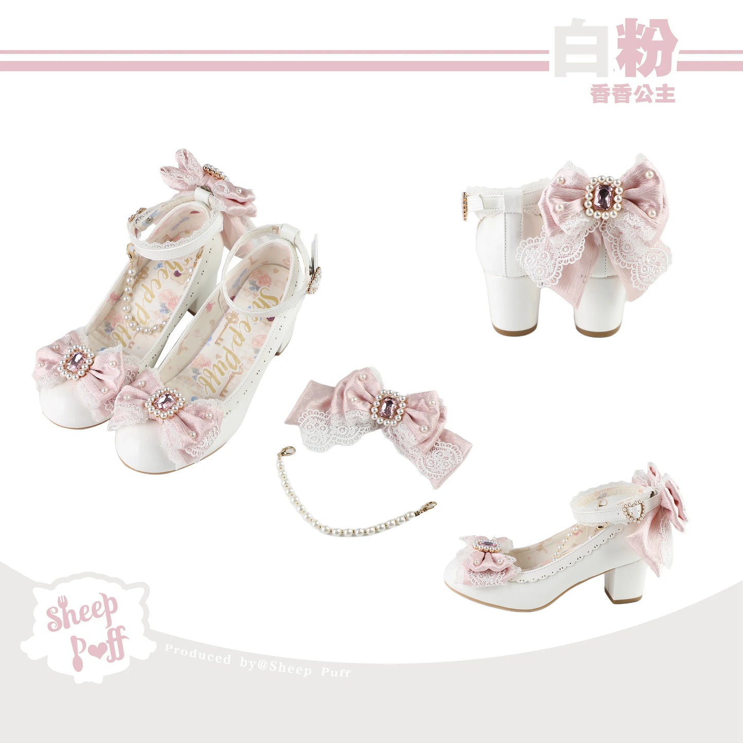 Original Lolita Sweet Flower Wedding Low Heels Shoes Women's Cute Bow Elegant Tea Party Mary Jane Shoes Ladies Leather Shoes