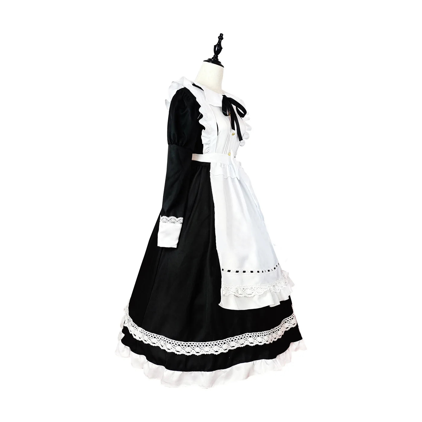 Anime Halloween Cosplay Costumes Anime Apron Maid Role Play Long Dress Plus Size Black White Lolita Lingerie Dress Maid Outfits