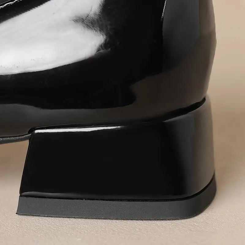 ASILETO Fashion Mary Janes Pumps for Women Round Toe Thick Heel 4.5cm Slip On Shallow Plus Size 42 43 Retro Daily Female Shoes