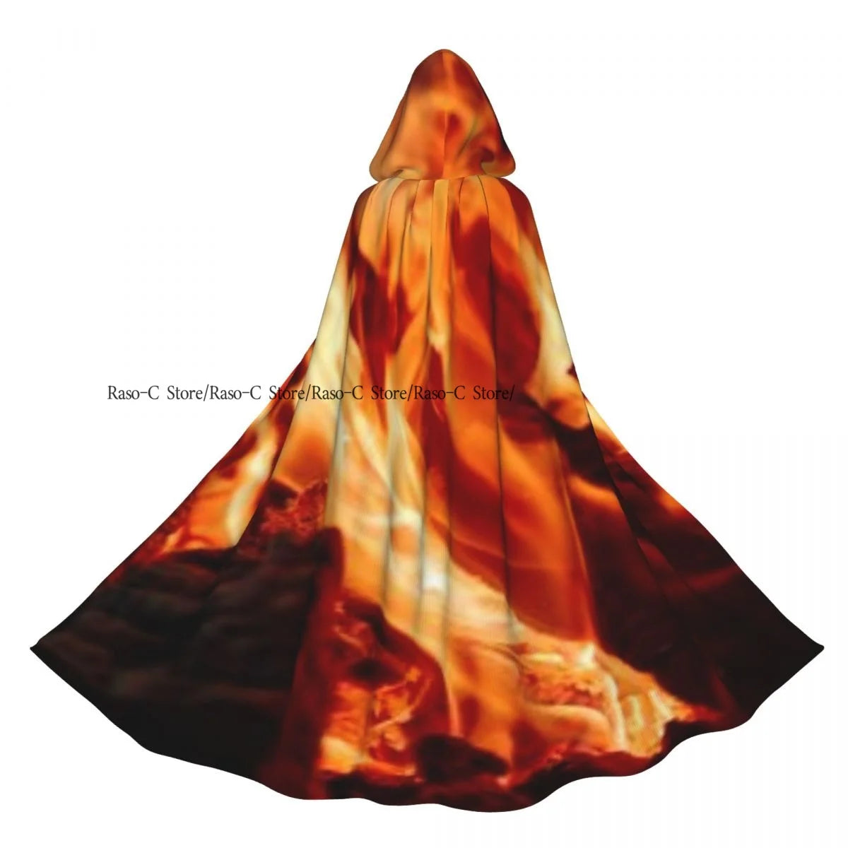 Long Cape Cloak Firestorm Texture Hooded Cloak Coat Autumn Hoodies