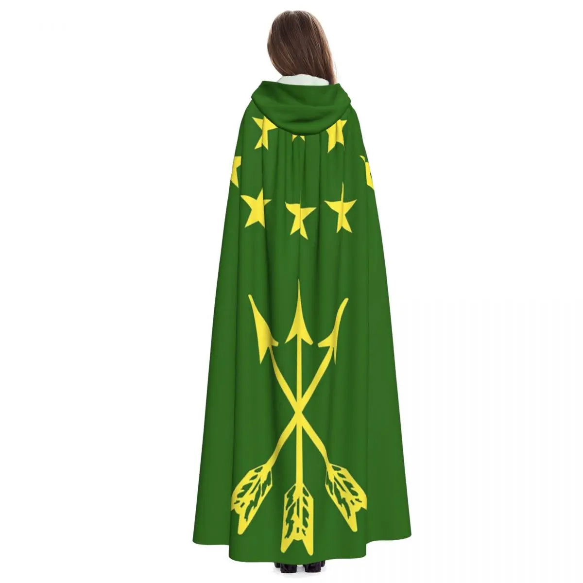 Adiga Flag Gift For Circassian Great Adygea Long Hooded Cloak Witch Medieval Costume Cosplay Cape HalloweenCoat Adult Unisex