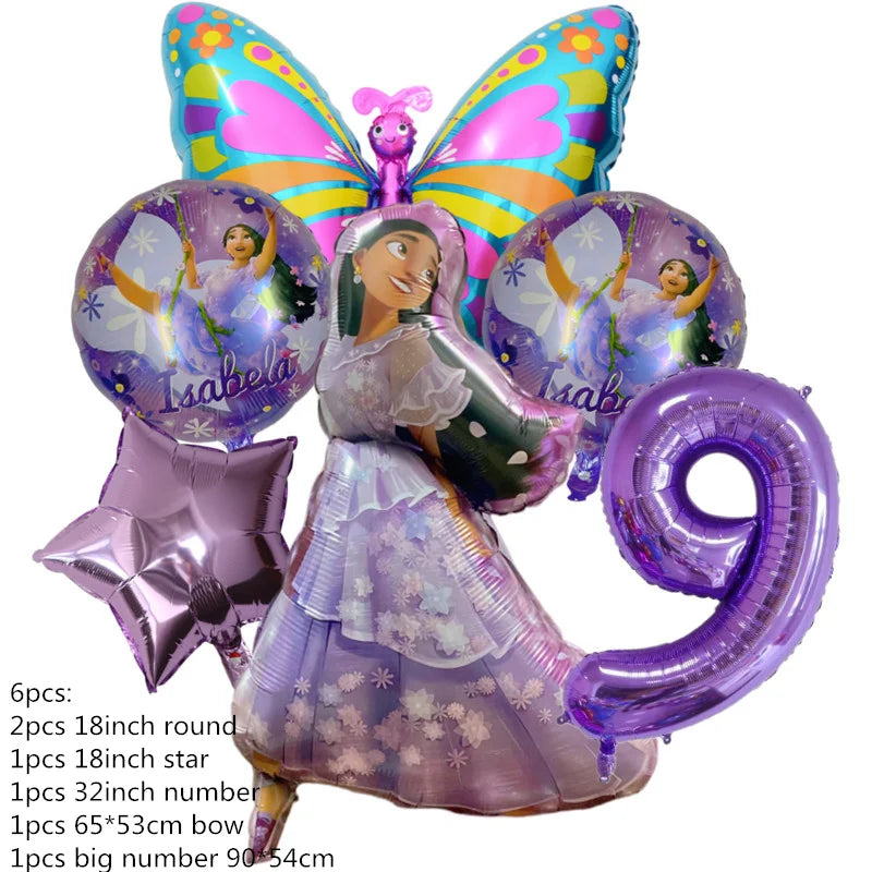 Disney Encanto Mirabel Isabella Party Balloons Set 32inch Purple Number Foil Balloons For Kids 1 2 3th Birthday Decor Air Globos