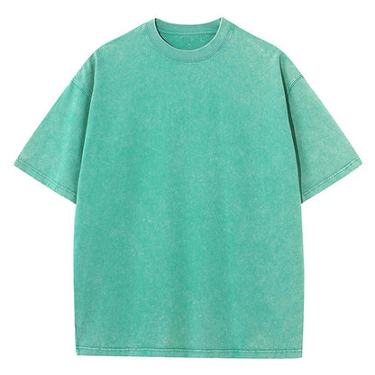 Men's Summer T-shirt 230G Heavy Cotton Vintage Washed T-Shirts Oversized Short Sleeve Loose Streetwear Short Sleeve Tops Tee