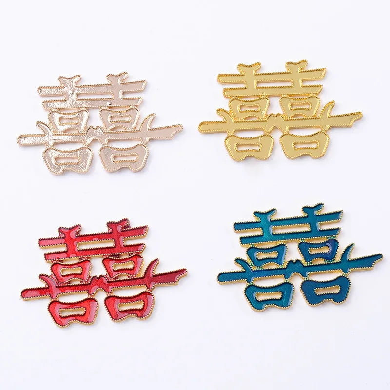 Alloy accessories jewelry Chinese style dripping oil cloisonne double happiness accessories DIY wedding bride hair accessories