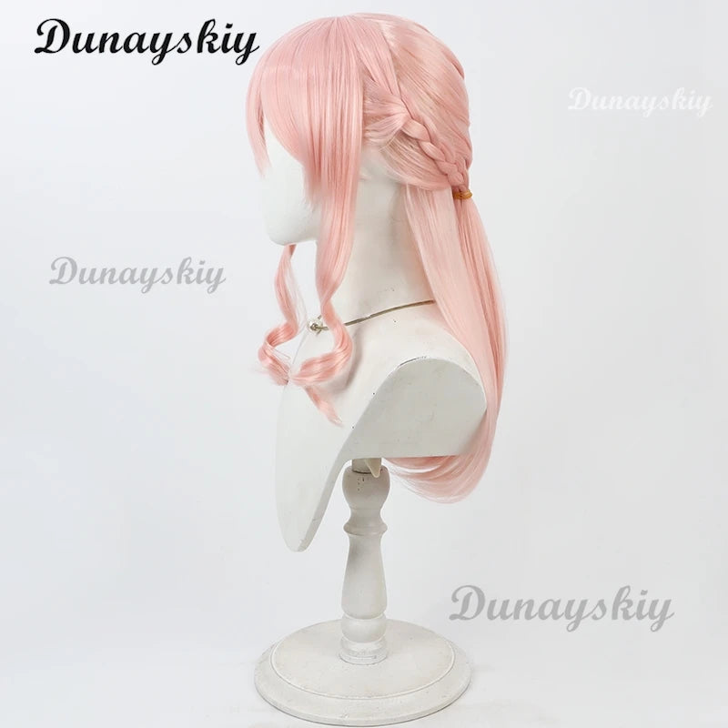 Akiyama Mizuki MZK 2 Game PJSK Amia Coaplay Pink Curly Wig Braid Hair Black Horn Prop Cute Girl Women Halloween Cos Customized