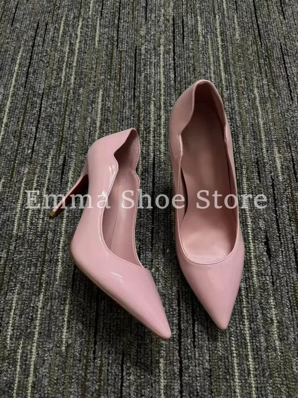 Pink Open Toe Stiletto Heel Women's Sandals Sweet Girl Dress Shoes Banquet 2025 Summer Platform Patent Leather Pumps Wedding