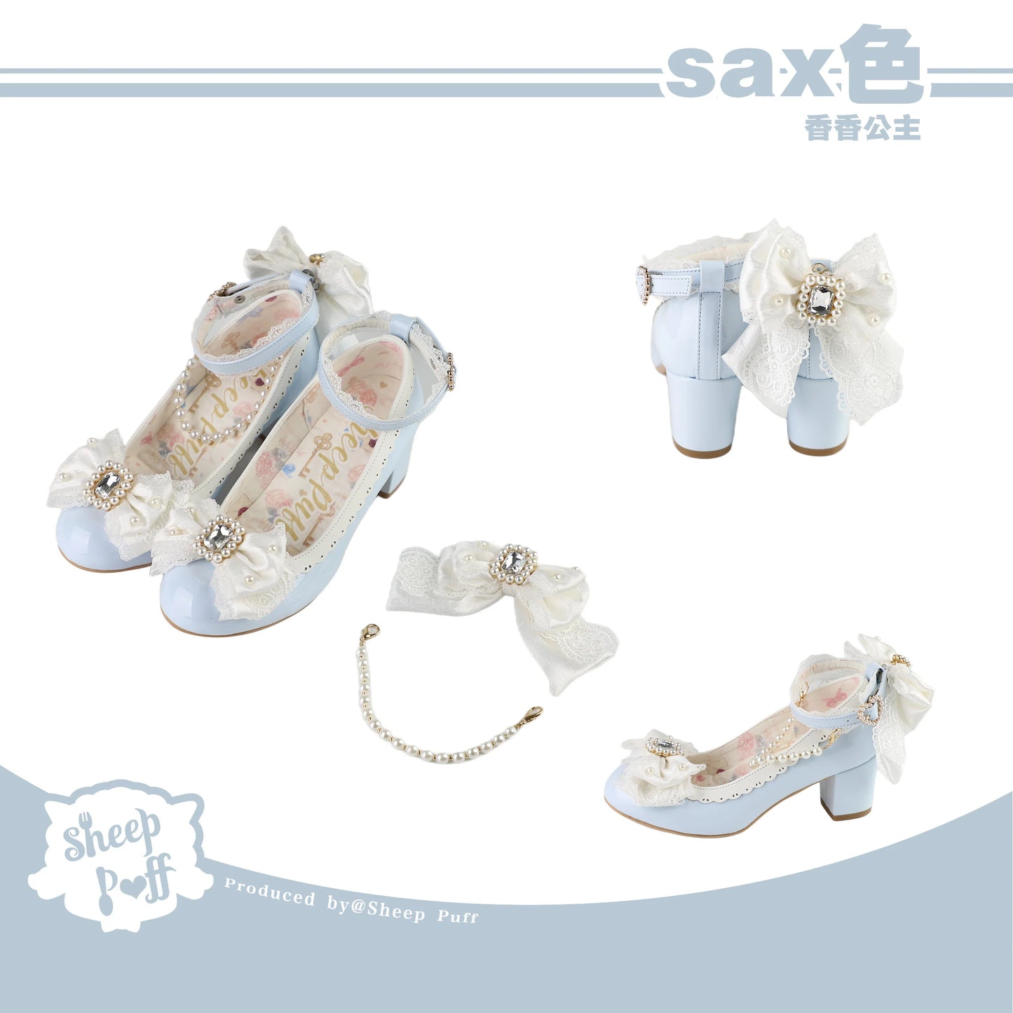 Original Lolita Sweet Flower Wedding Low Heels Shoes Women's Cute Bow Elegant Tea Party Mary Jane Shoes Ladies Leather Shoes