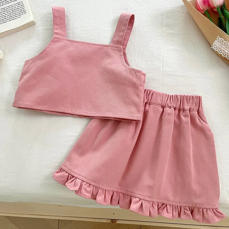 2025 Spring Autumn Little Baby Girls Denim Sets Fashionable Toddler Skirts + Top Outfit for Age 1-8 Years Children Cute Clothing