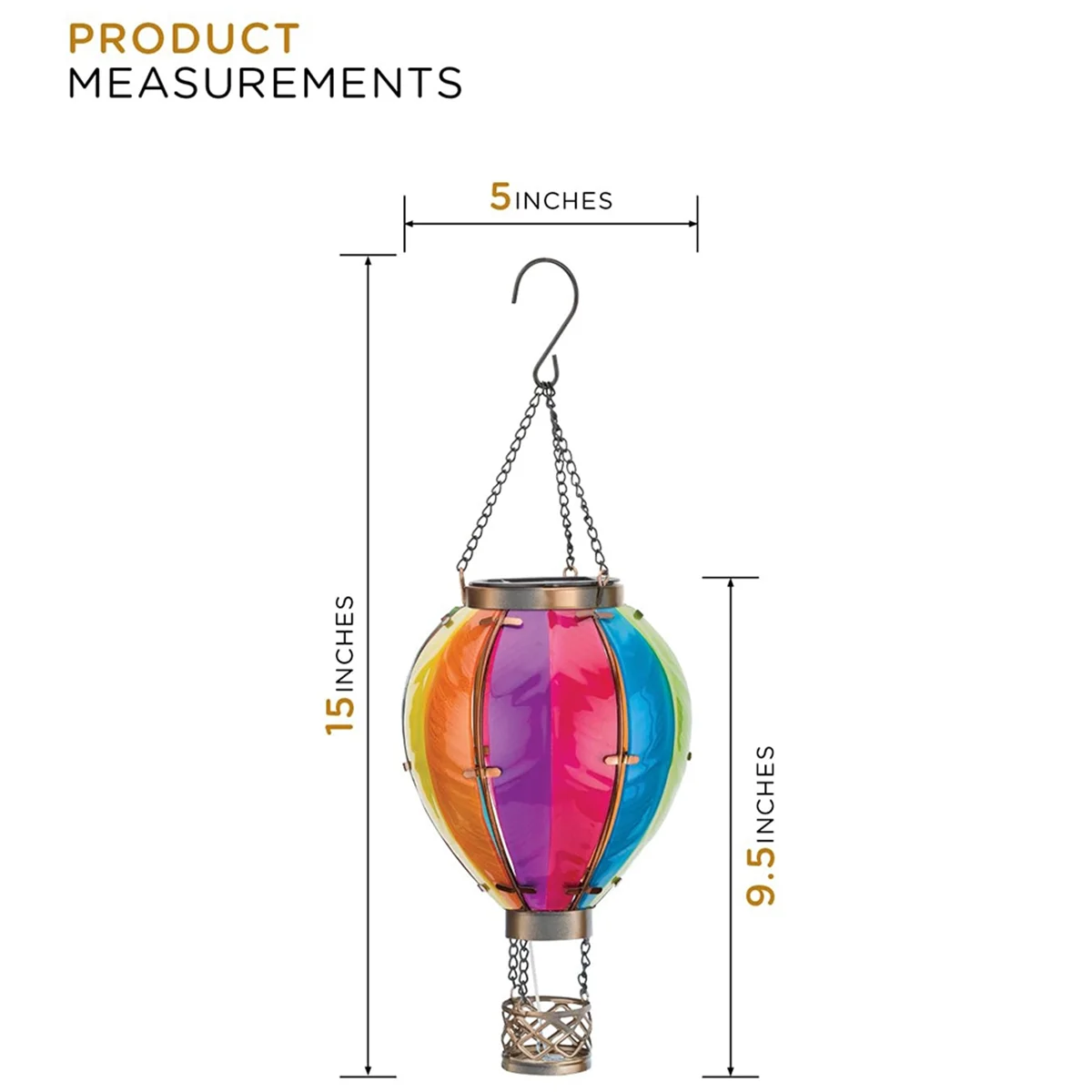 Art & Gift Solar Hot Air Balloon Lantern - Hanging Solar-Powered LED Lights, Waterproof Portable Decorative,1Pcs,A