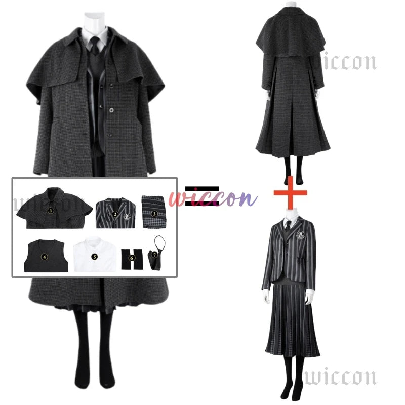 Addams Cosplay Costume Wednesday Season 2 Nevermore Academy Uniform Halloween Carnival Party Christmas PlayRole Coat Clothing
