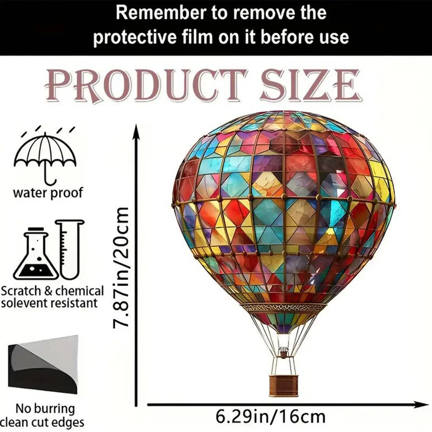 Sun Catcher Outdoor Window Sun Catchers Acrylic Flat Hot Air Balloon Design Lantern Decorative Ornament for Door Bathroom Home