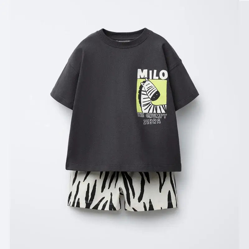 Summer Children's Clothes Cartoon Printed T-shirt Shorts Suit Baby Boys Short Sleeve Set Boutique Fashion Kids Casual Tracksuits