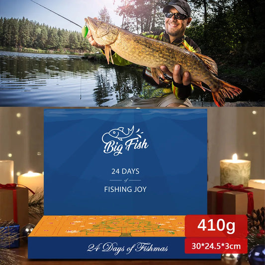 Fishing Tackle Set Advent Calendar 24 Days Christmas Countdown Calendar Fishing Lures Box Christmas Gifts for Fishing Lover