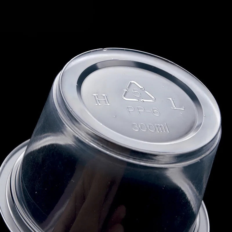 50 PCS Pudding Cup With Lid Disposable Plastic Cups Sauce Baking Jelly Dessert Cups Wedding Small Mini Party Set Cup Bowl Box