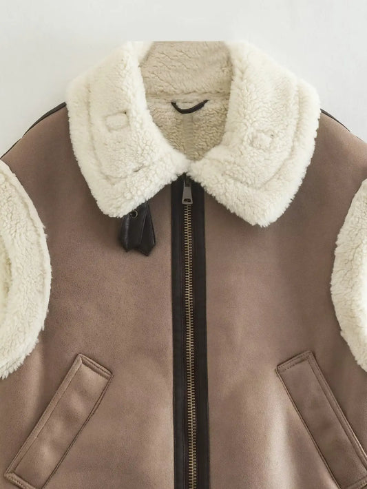 2022 Winter Fashion Women Thick Warm Fleece Faux Leather Jacket Splice Sleeveless Waistcoat Coat Ladies Biker Vest Outwear Tops