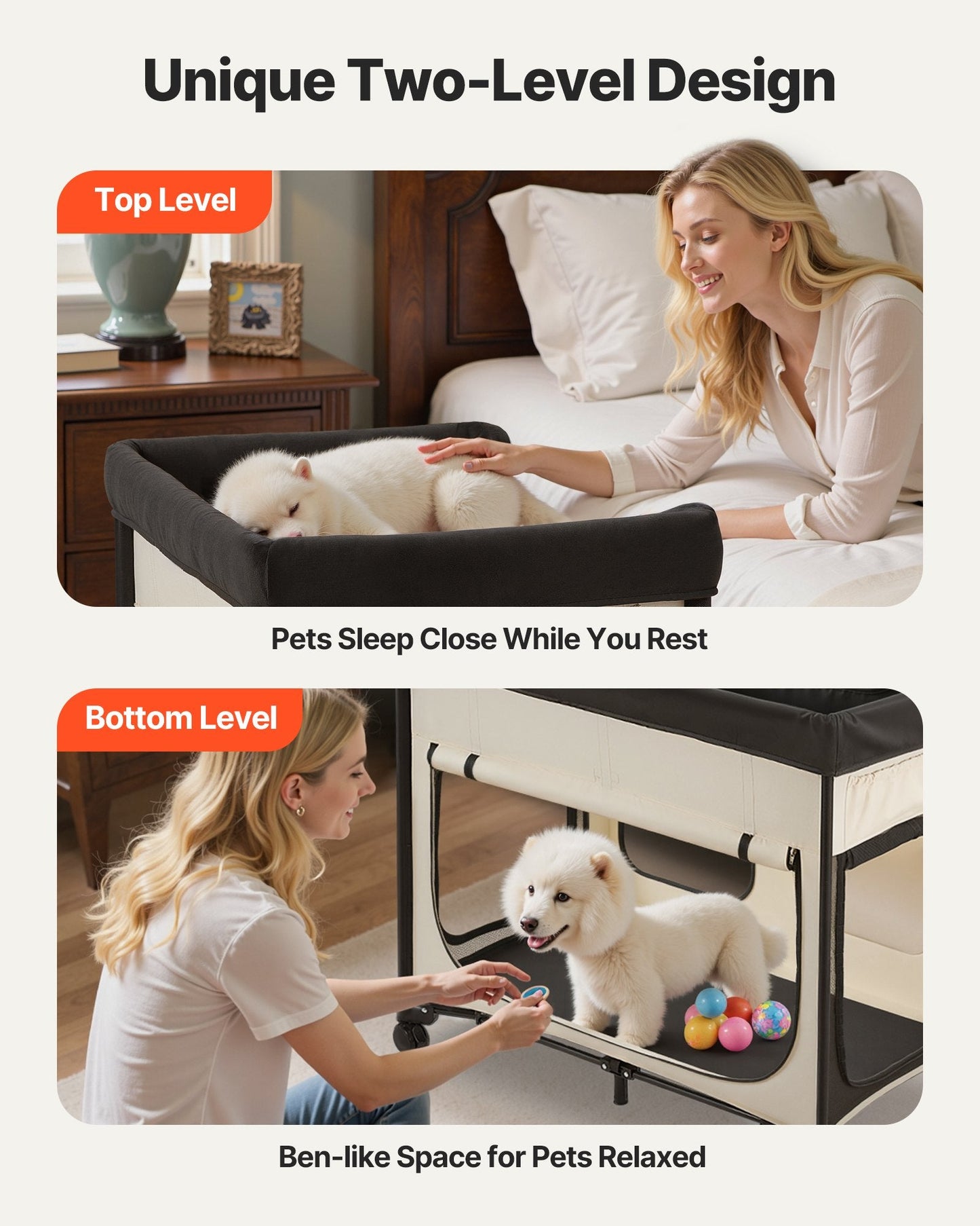 Elevated Lounge Pet Bed Foldable Bunk Dog Bed With Wheels & Side Bags