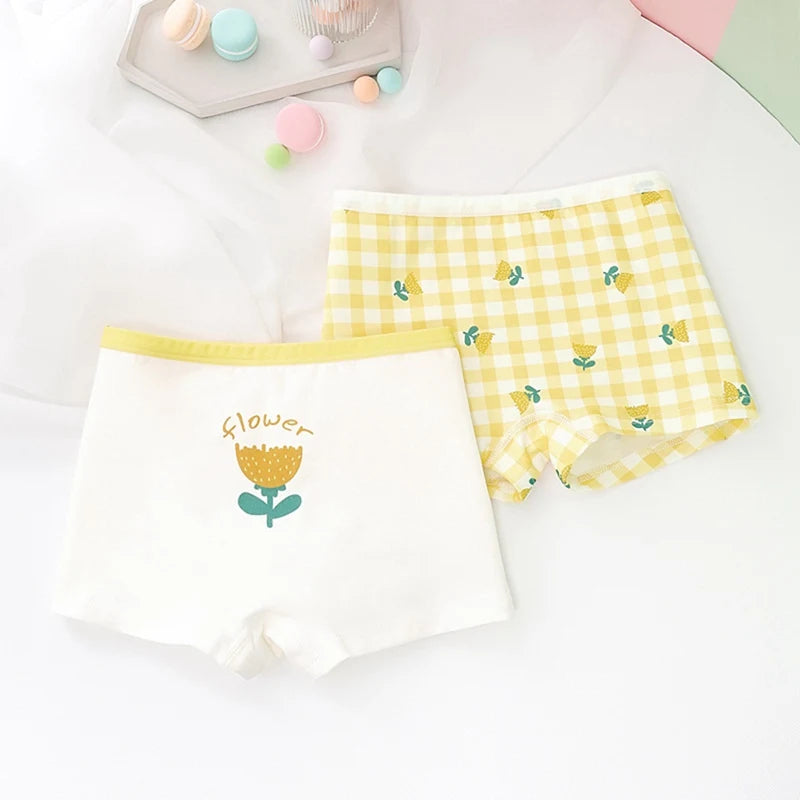 2Pcs Baby Girls Panties Sets Cotton Kids Underwear Clothes Cute Cartoon Toddlers Shorts Underpants Children Panties 3-11years
