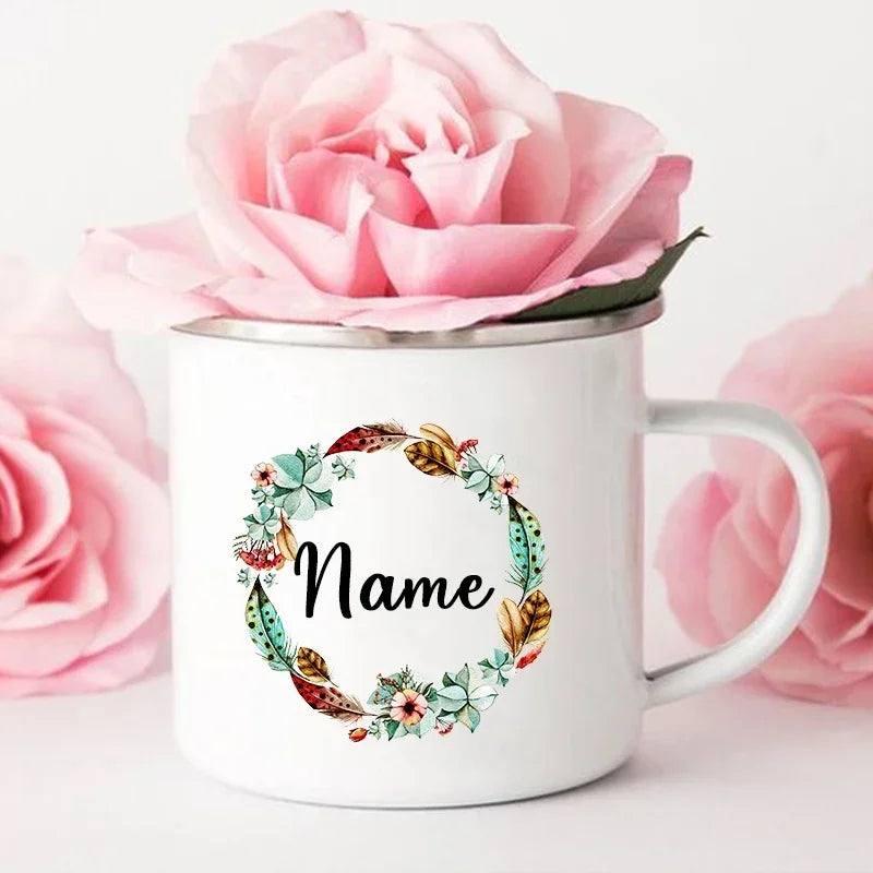 Personal Custom Name Enamel Mug, Bachelorette Party, Coffee Wine Mug, Bridesmaid Cup, Wedding Bridal Shower, Bride Team Gifts