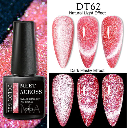 9D Reflective Magnetic Gel Nail Polish 7ml Shiny Glitter Cat Eye Nail Gel Varnishes Semi Permanent Soak Off UV Gel Nail Art