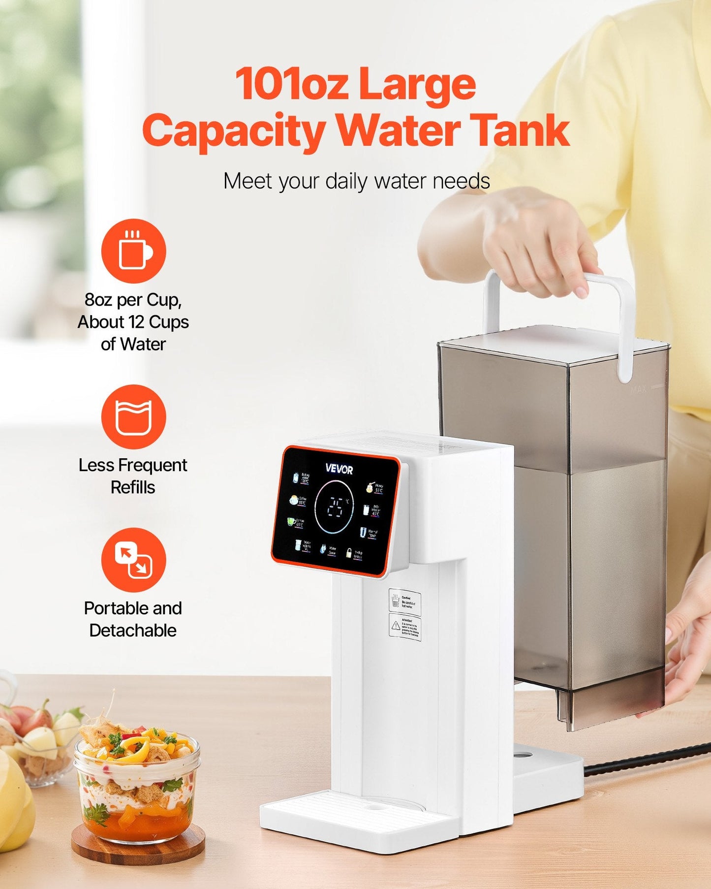 Countertop Instant Hot Water Dispenser With 6 Temps 7 Volumes 101oz