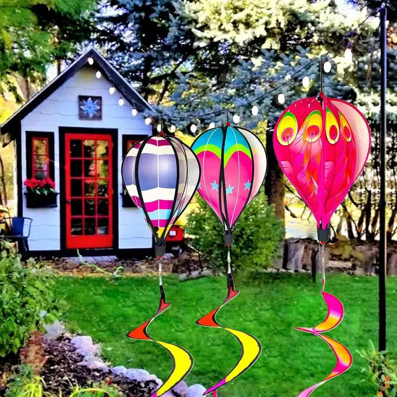 Hot Air Balloon Wind Spinners 3 Pieces Outdoor Lawn Ornaments Garden Decorations For Lawn Patio Seasonal Decor Autumn Easter