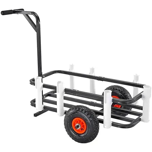 Beach Fishing Cart, 200 lbs Load Capacity, Fish and Marine Cart with Two 11" Big Wheels Rubber Balloon Tires for Sand, Heavy-Du
