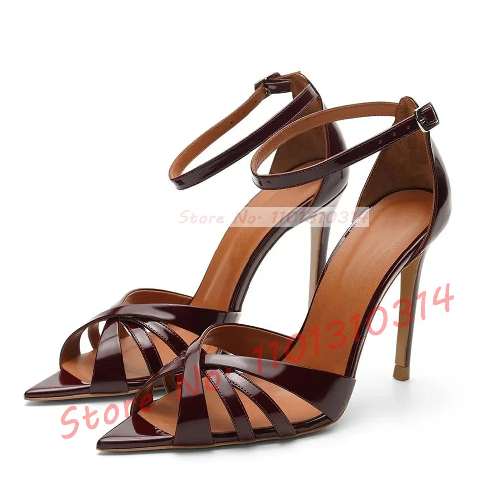 Nude Cross Strap High Heels Sandals Ladies Trendy Open Pointy Toe Classy White Satin Sandal Women Dress Ankle Strap Casual Shoes