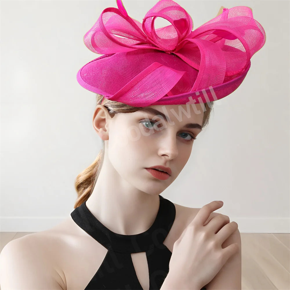 Hot Pink New Fascinator Wedding Women Hat Derby Race Ladies Headpiece Bride Wedding Chic Pillbox Fascinator Hair Accessories