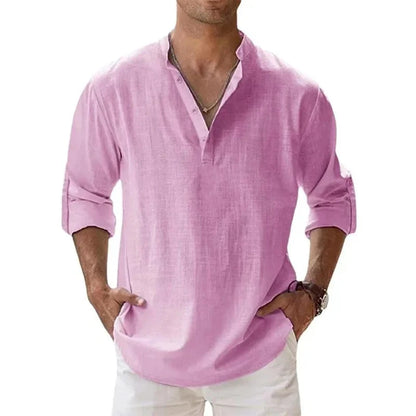 Men's Casual Fashion Long Sleeve Linen Shirt Stylish Comfortable Breathable Men's Clothing