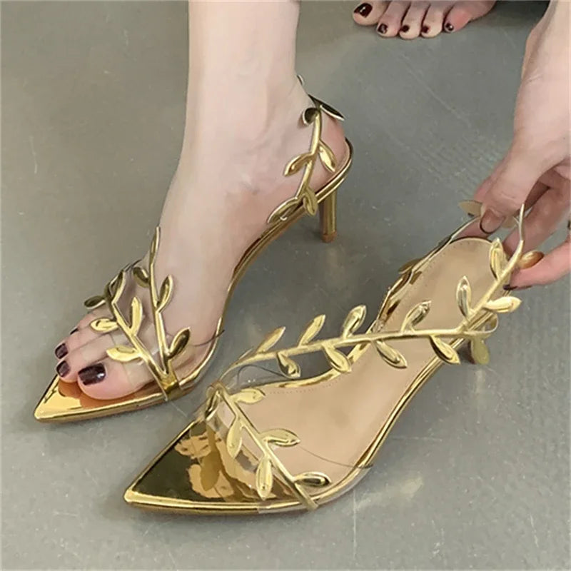 Eilyken Street Style Fashion PVC Transparent Pointed Toe Women Sandals Street Prom Thin Heels Shoes Summer Zapatos De Mujer