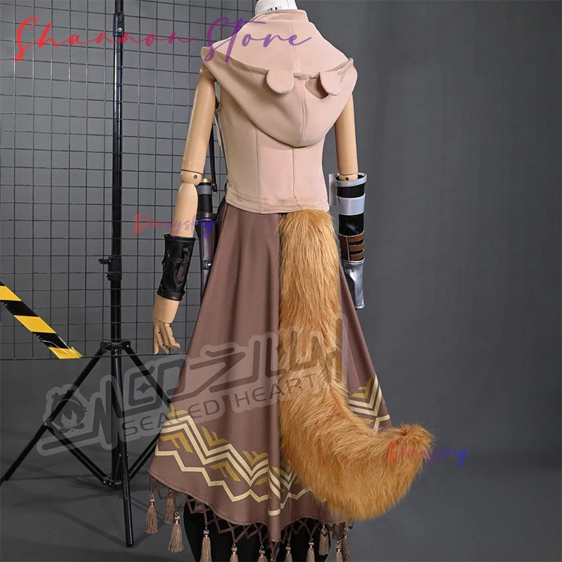 Arknights Brigid Cosplay Costume Brigid Wig Hair Band Tail Accessories Prop Uniform Anime Halloween Disguise for Adult Women