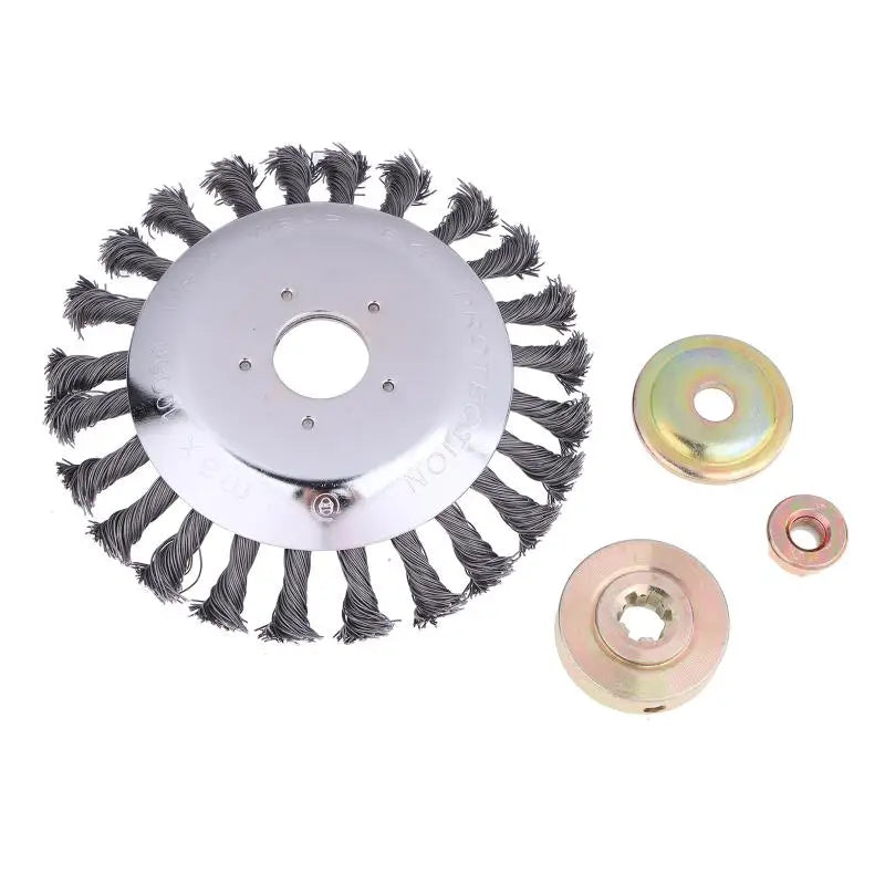Improved 6 inch Universal Lawn Mower Head, Steel Wire Weed Brush, Garden Cutter Tool with Disc Brush