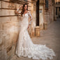 LINDO NOIVA Customized Mermaid V Neck Wedding Dress Illusion Bridal Gowns Vintage Lace Appliques Vestido De Novia