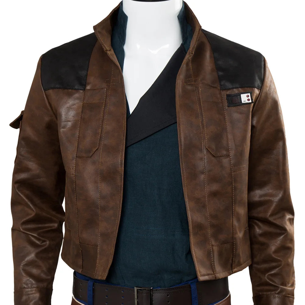 Movie Space Battle TV Fantasy Han Solo Vest Costume Men Roleplay Coat Pants Holster Belt Outfits Halloween Carnival Party Suits
