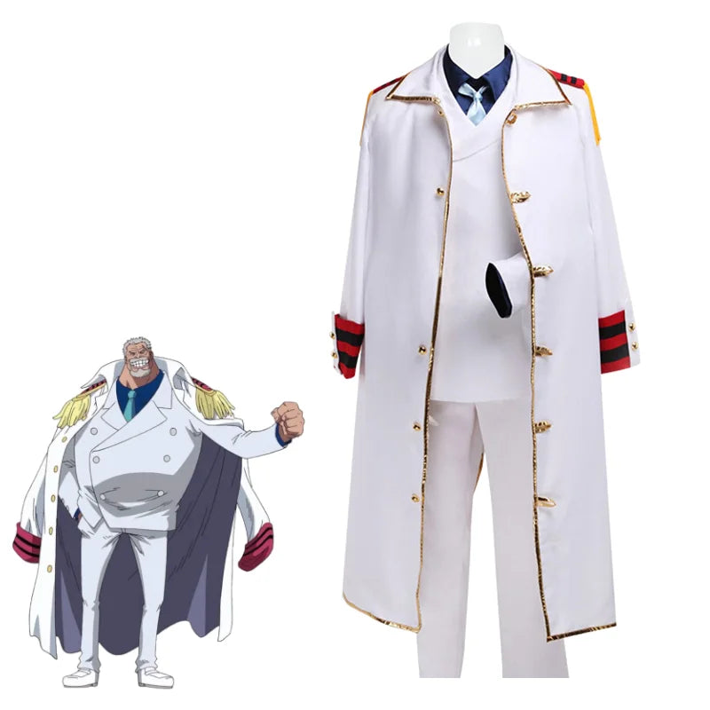 Monkey D Garp Cosplay Costume Garp 1 Piece Garp The Fist Outfit Male Marine General Uniform with Justice Coat Con Apparel