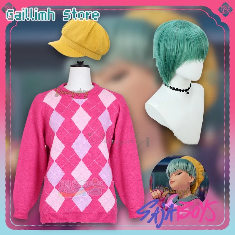 30CM Short Hair Anime K-Pop Demon Hunters Saja Boys Baby Cosplay Costume Wig Cosplay Wig Halloween party Group Accessories
