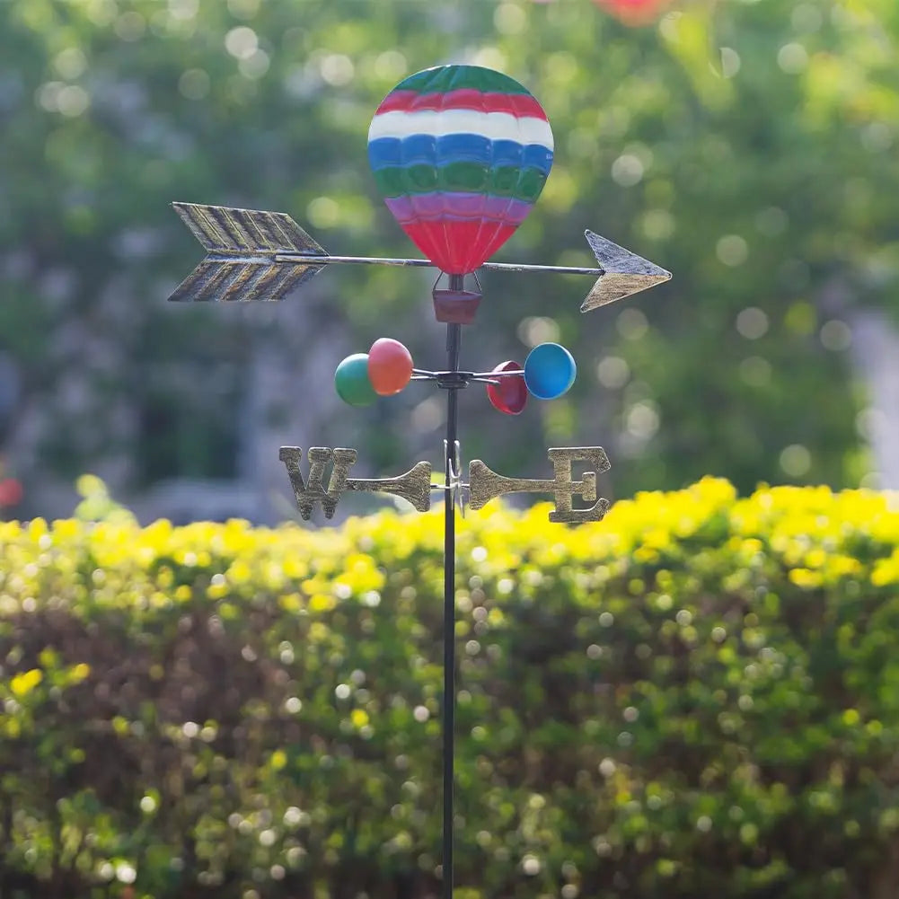 Weather Vane Hot Air Balloon Weathervane Decorative Wind Spinners Colorful Metal Yard Art Weather Stakes for Yard